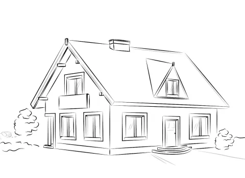 Zeichnung Einfamilienhaus.